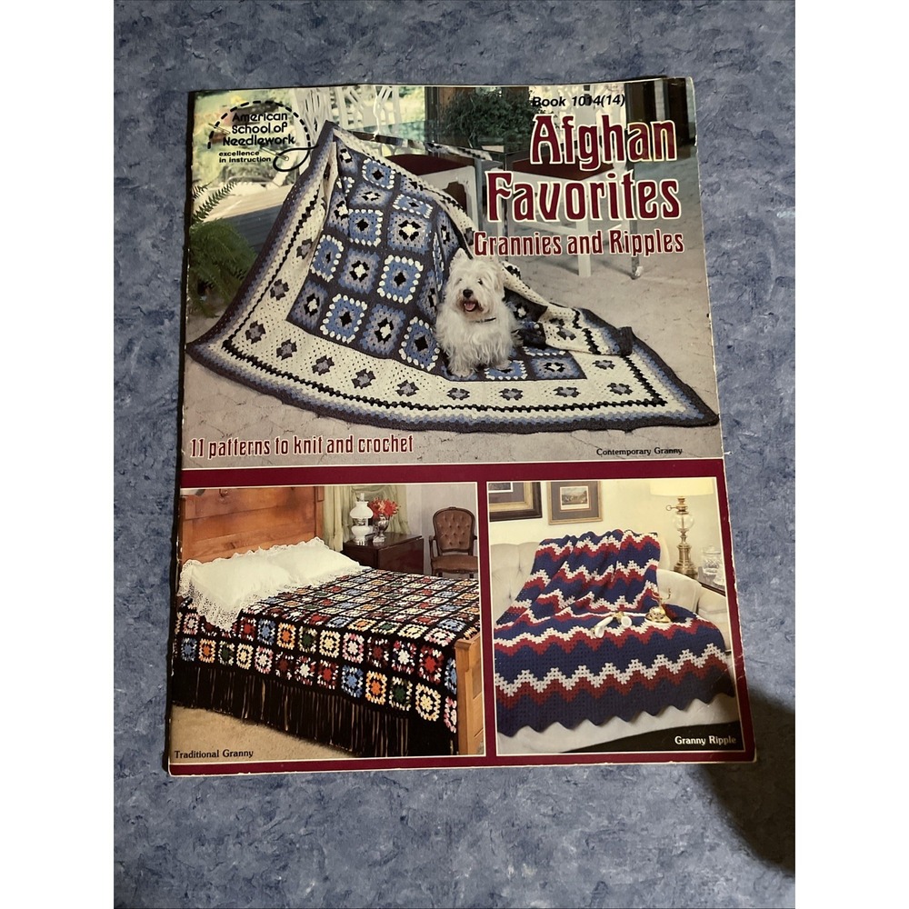 American School of Needlework AFGHAN FAVORITES to Crochet & Knit #1014